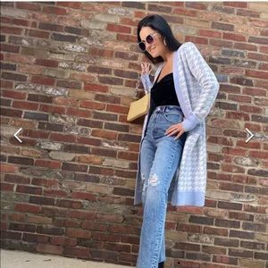 Express Houndstooth Shimmer Duster Cardigan Sweater